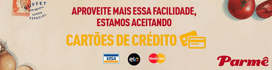 Estamos aceitando cartões de crédito!